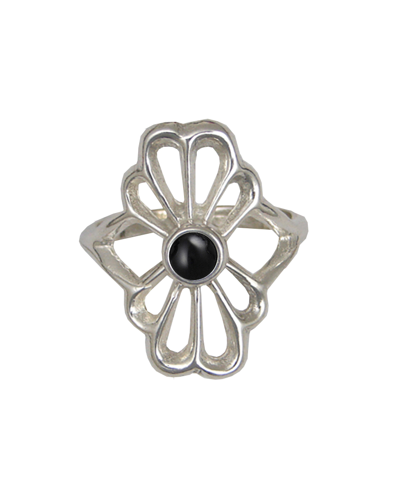 Sterling Silver Ring With Black Onyx Size 7